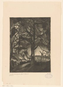 Gård Les Fermes (original tittel på objekt) av Lodewijk Schelfhout (signed by artist)
