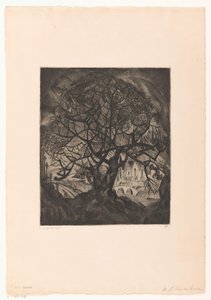 Tre med nakne grener L'Arbre en hiver (original tittel på objekt) av Lodewijk Schelfhout (signed by artist)