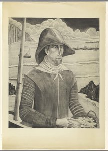 Bretonse visser Fisherman Breton II (original tittel) av Lodewijk Schelfhout (signed by artist)