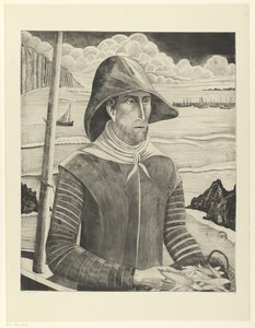 Bretonsk skrue Breton Fisherman II (original tittel) av Lodewijk Schelfhout (signed by artist)