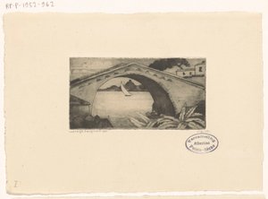 Bruk på Korsika Le Pont Corse (original tittel) av Lodewijk Schelfhout (signed by artist)