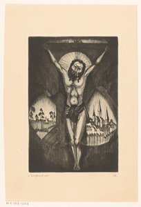 Kristus på korset Le Christ I (original tittel på objekt) av Lodewijk Schelfhout (signed by artist)