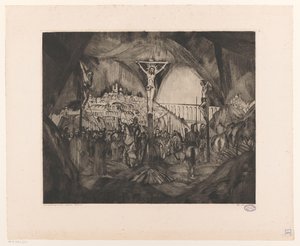 Golgata I (original tittel på objekt) av Lodewijk Schelfhout (signed by artist)