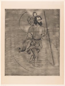 Den hellige Christopher med Kristusbarnet Saint Christophe (original tittel) av Lodewijk Schelfhout (signed by artist)