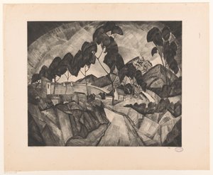 Kupert landskap i Provence La Provence (original tittel på objekt) av Lodewijk Schelfhout (signed by artist)