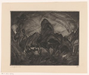 Kupert landskap med trær Les Arbres (original tittel på objekt) av Lodewijk Schelfhout (signed by artist)