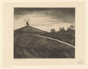 Kupert landskap med pløyende okse nær Etikhove La Charrue (original tittel) av Lodewijk Schelfhout (signed by artist)