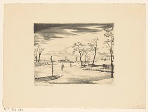 Nederlandsk vinterlandskap II Hiver og Hollande II (original tittel) av Lodewijk Schelfhout (signed by artist)