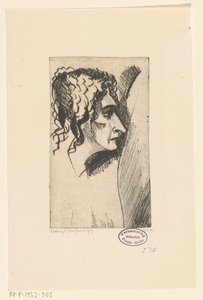 Hodet til en kvinne Tête de femme IV (original tittel) av Lodewijk Schelfhout (signed by artist)
