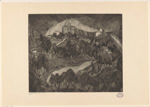 Slott på en høyde Le Château I (original tittel på objekt) av Lodewijk Schelfhout (signed by artist)