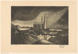 Katedral La Cathédrale (original tittel) av Lodewijk Schelfhout (signed by artist)