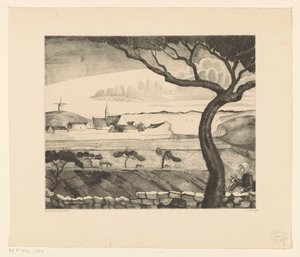 Kystlandskap med landevei St. Pierre (original tittel) av Lodewijk Schelfhout (signed by artist)