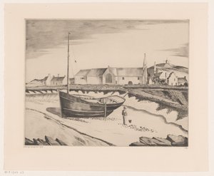 Kystbebyggelse La Baie de St. Pierre (originaltittel) av Lodewijk Schelfhout (signed by artist)