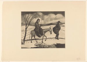 Fly til Egypt La Fuite Egypt I (original tittel) av Lodewijk Schelfhout (signed by artist)