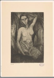 sittende kvinne Femme assise (original tittel) av Lodewijk Schelfhout (signed by artist)
