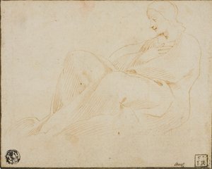 Sittende drapert kvinne i profil av Lodovico Carracci