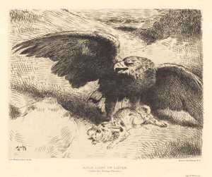 En ørn som slår på en hare av Léon Bonnat