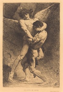 La Lutte de Jacob (Jacob Wrestling with the Angel) av Léon Bonnat