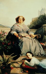 Portrett av Madame Clicquot, née Ponsardin 1777-1866 med sin datter, mellom 1851 og 1860.