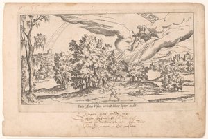 Callisto blir tatt opp av Jupiter på stjernehimmelen Le Fable de Calisto (serietittel) Myth of Callisto (serietittel) av Léon Davent (attributed to)