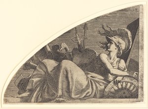 Bellona sitter på trofeene sine av Léon Davent after Francesco Primaticcio