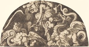Jupiter bringer Styx-vannet til psyken av Léon Davent after Giulio Romano