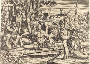 Adonis død av Léon Davent after Luca Penni