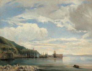 Ved Napolibukten, ca. 1830. av Léon François Antoine Fleury