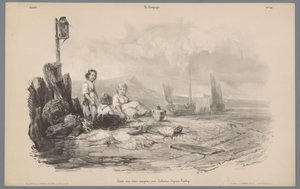 Tre barn leker i en bukt Skildringer av livet på landet (serietittel) La kampanjen. Etudes varieés aux deux Crayons (serietittel på objekt) av Léon Jean Baptiste Sabatier