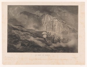 Utsikt over Djevelens bro i Gotthardpasset Le Pont du Diable, passage du St. Gothard (tittel på objekt) av Léon Jean Baptiste Sabatier