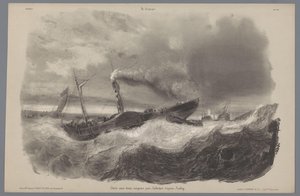 Padle dampbåt i stormen Skildringer av livet på landet (serietittel) La kampanjen. Etudes varieés aux deux Crayons (serietittel på objekt) av Léon Jean Baptiste Sabatier