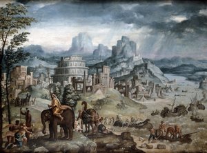 Slaget ved Lake Trasimene (olje på lerret) av Léonard Thiry