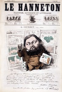 Portrett av Gustave Courbet, fransk maler (1819-1877). I Le hanneton av Léonce Justin Alexandre Petit