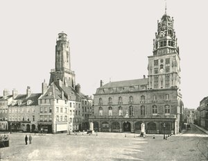 Vakttårnet og Hotel De Ville, Calais, Frankrike, 1895. av London Stereoscopic and Photographic Co
