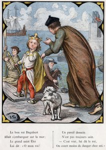 Illustrasjon av Lorenz Frolich (1820-1908) for den populære sangen "The Good King Dagobert"". Utgave J. Hetzel. Rundt 1880.