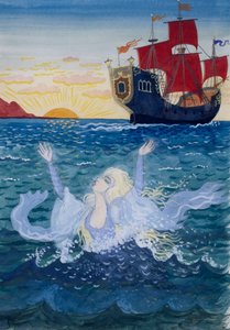 Lille havfrue, illustrasjon av Lorenz Frolich (1820-1908) for eventyr av Hans Christian Andersen (1805-1875)