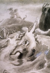 Lille havfrue, illustrasjon av Lorenz Frolich (1820-1908) for eventyr av Hans Christian Andersen (1805-1875)