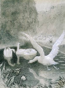 Ugly Duckling, illustrasjon av Lorenz Frolich (1820-1908) for eventyr av Hans Christian Andersen (1805-1875)