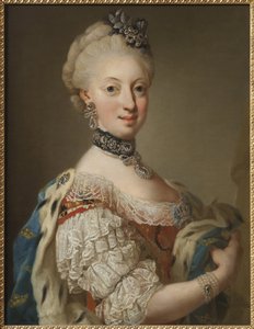 Sophie Madeleine de Danemark, reine de Suede - Portrett av Sophia Magdalena av Danmark (1746-1813), dronning av Sverige, av Pasch, Lorenz, den yngre (1733-1805). Olje på lerret