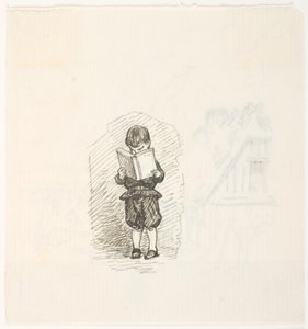 Gutt leser i en bok av Lorenz Frølich