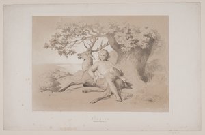 Flyturen, s. 23, illustrasjon til Christian Winthers "Flight of the Deer" av Lorenz Frølich