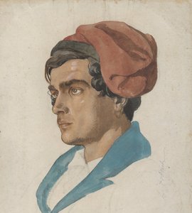 Hovedstudie av en fisker fra Capri, ca. 1849.