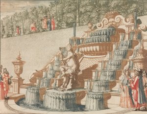 The Cascade of Galathea, på vestsiden av Groote Tuin', i: Tooneel Der Voornaamste..., nd.