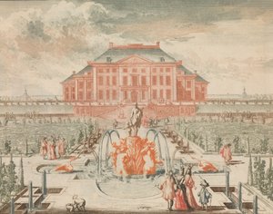 Konings Huis van de Tuin-zyde, med Venusfontenen, i: Tooneel Der Voornaamste N..., n.d..