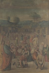 Israelittene samler Manna fra historien om Moses, etter 1508 av Lorenzo Costa
