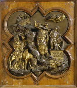 Isaks offer. Originalt panel av døren til Paradise (østdøren til dåpskapellet), etter restaurering. Forgylt bronse av Lorenzo Ghiberti (1378-1455), 1425-52. Museo dell Bargello, Firenze. ©Raffael/Leemage854 av Lorenzo Ghiberti
