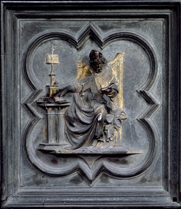 St Ambrose, panel E av norddørene til dåpskapellet i San Giovanni, 1403-24 (bronse)