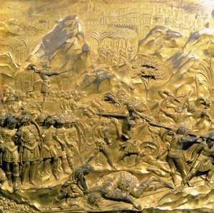 The Story of David and Goliath, originalt panel fra East Doors of the Baptistery, 1425-52 (forgylt bronse) (etter restaurering)