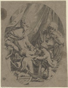Maria med Kristusbarnet, den unge døperen Johannes og Elizabeth av Lorenzo Loli