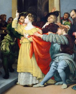 Altertavle av Saint Lucia eller Saint Lucia foran dommeren av Lorenzo Lotto